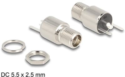 Delock Connector DC 5.5 x 2.5 mm female bulkhead soldering version - round 20 V / 9 A
