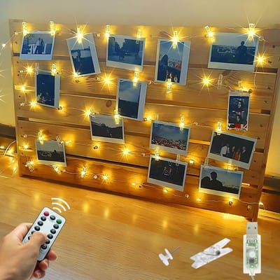 12 meter 120 LED Sfeerverlichting Warm Wit met Afstandsbediening voor Kamerdecoratie, Foto's en Feestjes, Inclusief 60 Clips voor Woonkamer, Kerst, Bruiloften en Parties