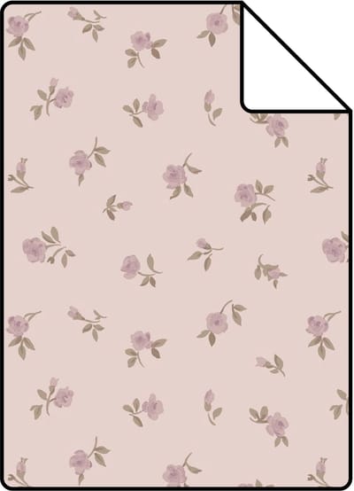 Proefstaal ESTAhome behang vintage bloemetjes paars - 26.5 x 21 cm - 132222-S