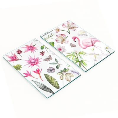 Stijlvolle en duurzame glazen snijplanken met print uit de Tropical Collection, 2x30x52 cm