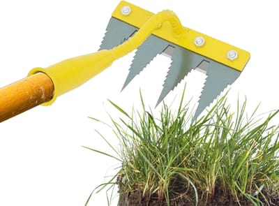 Onkruidsteker - Onkruidverwijderaar Gereedschap - Tuinonderhoud - Versterkt gehard metaal - 4 tanden - Geel zilver