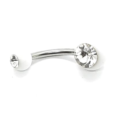 Navel Piercing - Wit Met Steentjes