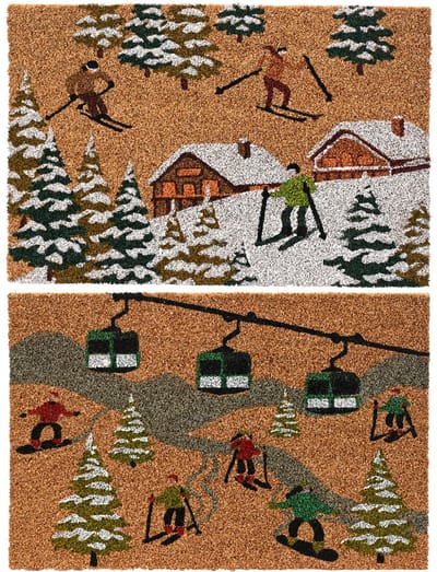 Decoris - Deurmat Kerst - Kokosvezel - 60x40x1,5 cm set van 2