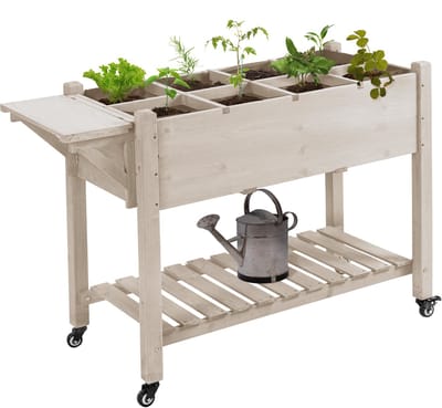 Verhoogde plantenbak van Outsunny - Vurenhout - 123x54x87cm - Natuurlijk hout