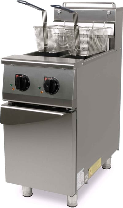 HCB® - Professionele grote Horeca frituurpan - dubbele Friteuse - 2 x 12,5 liter - 400V - RVS / INOX frietketel - frietpannen - frietpan - 76x42.5x112 cm (DxBxH) - 18000W - 7247