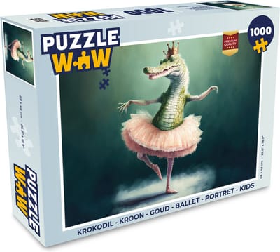 Puzzel Krokodil - Kroon - Goud - Ballet - Portret - Kids - Legpuzzel - Puzzel 1000 stukjes volwassenen