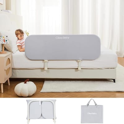 Bedhekje voor Kinderen - Vouwbaar en Verstelbaar Bedrail voor Veiligheid - Bescherming tegen Vallen voor Boxspring en Ledikant (Grijs, 80 cm)