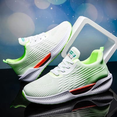 Herenschoenen Casual Sportschoenen Lente en Herfst Nieuwe Vliegweefsel Mesh Schoenen Ademende Sportschoenen Herenschoenen Studentenschoenen Koppelschoenen 44 white