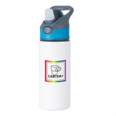 Hacebo® - Pride cadeau waterfles met rietje blauw - Lgbt pride - Pride vlag - Gay cadeau - Gay pride accessoires - Homo - LGBTQ vlag - accessoires - cadeau - met tekst - water fles - 650ML