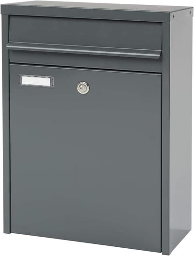 Brievenbus met Naamplaatje - Postbus Muur - Post Ontvangen - Veiligheidsslot Geïntegreerd - 47.5x34.5x17.5 cm - Basaltgrijs