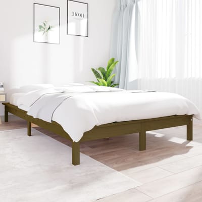 vidaXL - Bedframe - massief - grenenhout - honingbruin - 140x200 - cm