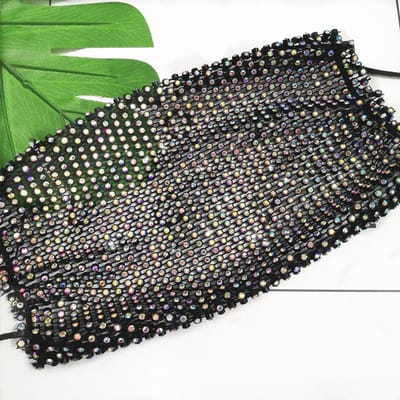 Kristallen Ketting Sluier Sprankelend Strass Masker Feest Nachtclub Maskerade Sieraden Sluier voor Vrouwen en Meisjes black