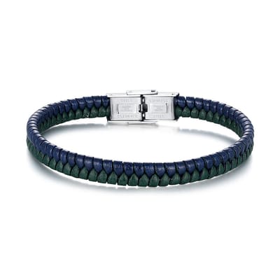 Twice As Nice Armband in edelstaal, blauw en groen gevlochten 21cm