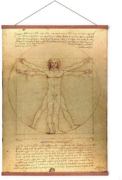 Poster In Posterhanger - Mens van Vitruvius - Kader Hout - Da Vinci - 70x50 cm - Ophangsysteem