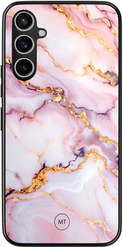 Hoesje geschikt voor Samsung Galaxy A34 - Marble pink - TPU Hard Case Backcover - Roze - Mooie Telefoonhoesjes
