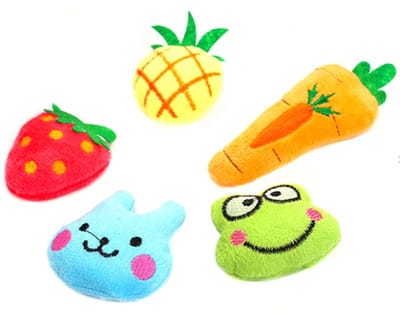 Rieba® Catnip Kattenspeeltjes 5 stuks - Met Kattenkruid - Speeltje voor Katten - Groente Fruit Dieren - Kattenspeeltje - 5 tot 11cm - 5 Speeltjes