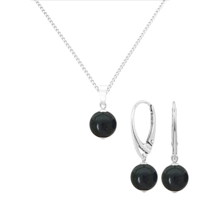 ARLIZI 2082 Sieraden set groene goudsteen hanger - sterling zilver