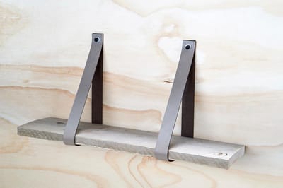 Leren Plankdragers Taupe, Set van 2 stuks, 92 x 4 cm. incl bevestigingsmateriaal, exclusief plank