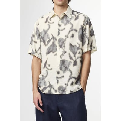 NN.07 Freddy Ss No Pkt 5971 Short Sleeve Ecru Print Size: S | Casual Shirts Outlet | Heren | Grijs