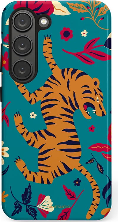 Casetastic Hoesje Geschikt voor Samsung S23 - Stijlvolle Beschermende Duo-layer Case - Gouden brul