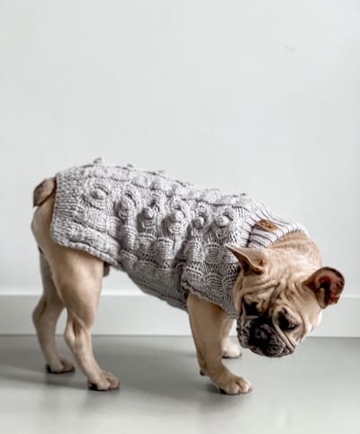 Dogs&Co Hand gebreide Hondentrui - Grijs - Maat M - Hondenkleding - Hondentrui - lengte 30cm - borstomvang 44cm