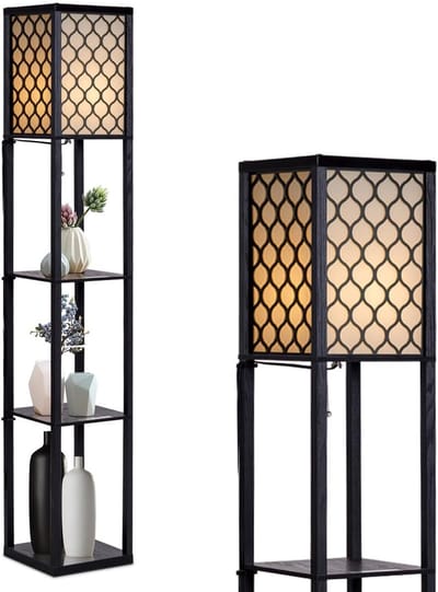 COSTWAY Vloerlamp Plank Moderne Binnenverlichting met 3-Level Vloerlamp 160 x 26 x 26 cm, Staande lamp woonkamer 160 cm, voor woonkamer en slaapkamer, zwart