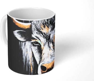 Mok - Koffiemok - Stier - Hoorns - Snuit - Goud - Mokken - 350 ML - Beker - Koffiemokken - Theemok