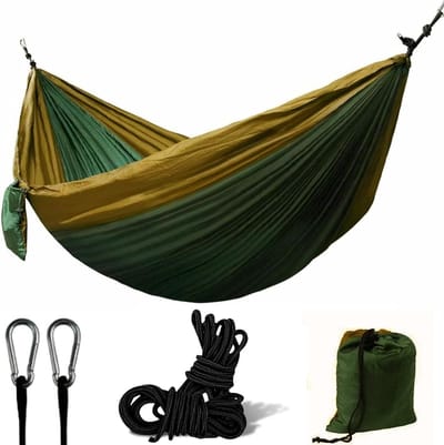 Nylon Hangmat - Reis hangmat - Ontspannen buiten - Ultralicht en ademend - 300 kg capaciteit - Geel