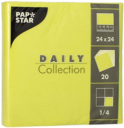 20x 20 Servetten DAILY Collection 1/4 vouw 24 cm x 24 cm lime