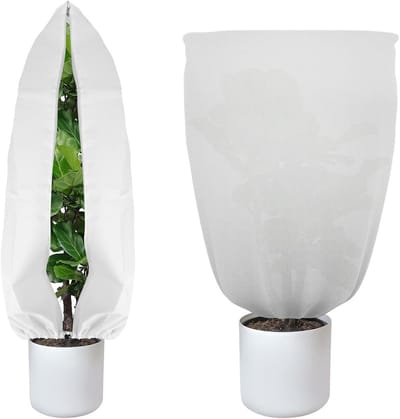 2 Stuks Winter Beschermhoezen voor Planten, 100x80CM Tuinfleece met Rits en Trekkoord, Ademend Niet-geweven Materiaal voor Vorstbescherming en Mini Kweektent