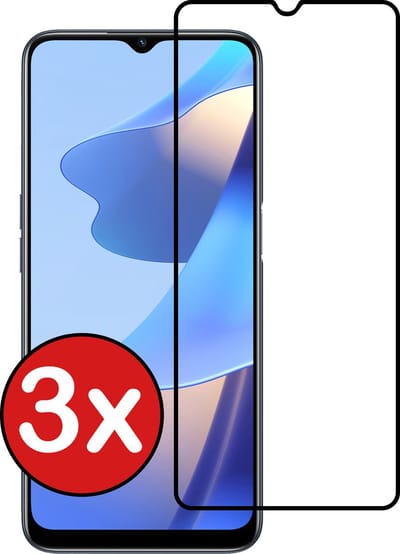 Screenprotector - 3 Stuks - Geschikt voor OPPO A16s - Full Cover - Beschermglas - Gehard Glas - Tempered Glass - Screen Protector