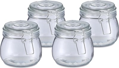 Zeller Weckpot/inmaakpot Alfie - 4x - 500 ml - glas - beugelsluiting - D11 x H11 cm