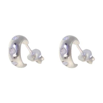 Behave – Oorbellen – 925 Sterling Zilveren Kleine Oorring met witte Kristal steentjes