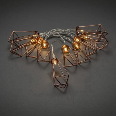 New Age Devi - LED Lichtsnoer met 10 koperkleurige meta- len robijnen - 90 cm
