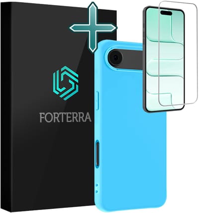 Hoesje Met Screenprotector - Geschikt voor Apple iPhone Air - Sterk & Shockproof - Telefoon Hoes - Back Cover - Siliconen Case - Lichtblauw