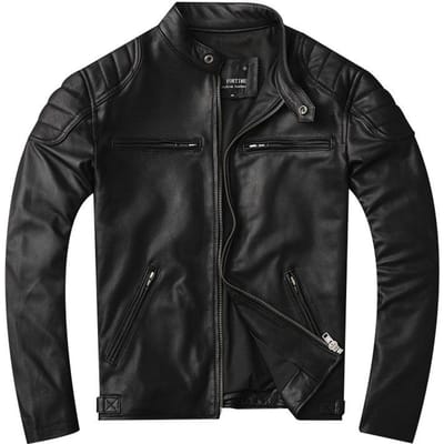 Schapenvacht Echt Leer Heren Motorjack Opstaande Kraag Kort Leren Jas Lente en Herfst Jas XXXXL black