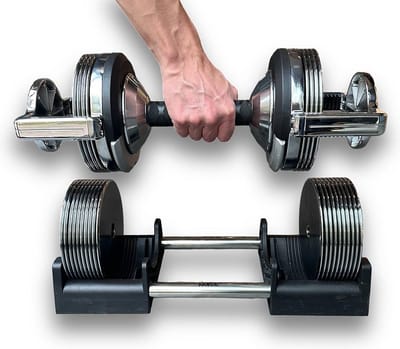 KRAKEN Verstelbare Dumbbell 32 kg - 1 Stuk (Geen Set van 2) - Verstelbaar 3-32 kg in 1 kg Stappen - IJzer Rubber Trainingshalter - Adjustable Dumbbell via Draaimechanisme - Greepdiameter 3,5 cm - Inclusief Opbergtray - Dumbel Fitness Halter Thuis Gym