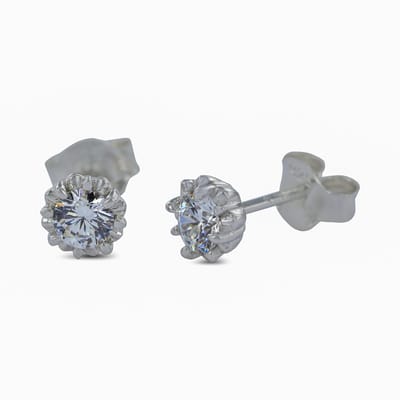 New Bling 9SIL-21848 Zilveren Oorknopjes - Dames - Zirkonia - 5,6 mm Doorsnee - Rhodium - Zilver
