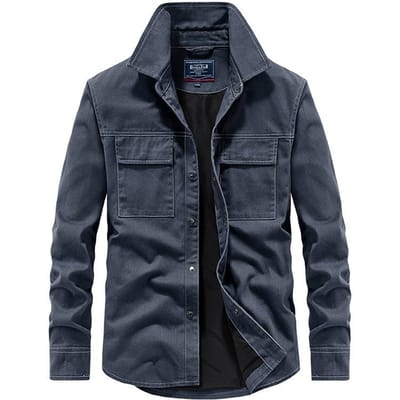 Lente en Herfst Nieuw Shirt Jack Mannen Casual Mode Cargo Denim Shirt Multi-pocket Jack Mannen 2XL black