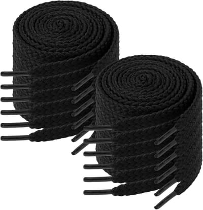6 Paar Vervangende Veters, 8mm Platte Schoenveters voor Sportschoenen, Duurzame en Scheurvaste Veters voor Hardloopschoenen, Zwart