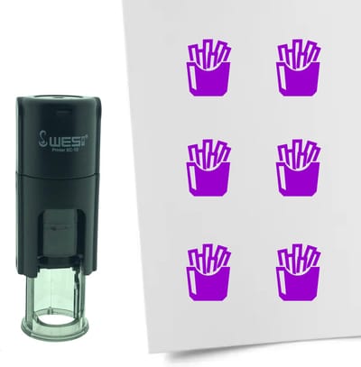 CombiCraft Stempel Frites of Patat 10mm rond - paarse inkt