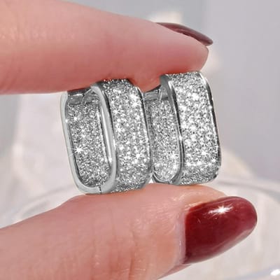 Huitan Bling Bling CZ Oorbellen voor Dames Luxe Goudkleurig/ Kleur Mode Contractuele Dames Oorbellen Drop Ship Sieraden gray