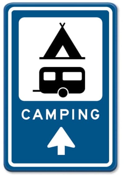Bord Camping pijl rechtdoor - Weerbestendig Aluminium - 40x60 cm - Bevestiging: Zonder bevestiging (alleen het bord)