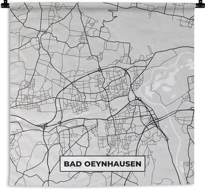 Wandkleed - Wanddoek - Stadskaart - Plattegrond - Bad Oeynhausen - Duitsland - Kaart - 180x180 cm - Wandtapijt