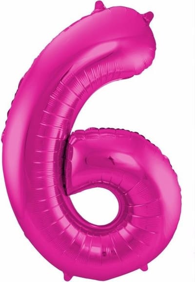 Folat Verjaardag Leeftijd folieballon - 6 jaar - roze - 86 cm - cijferballon groot