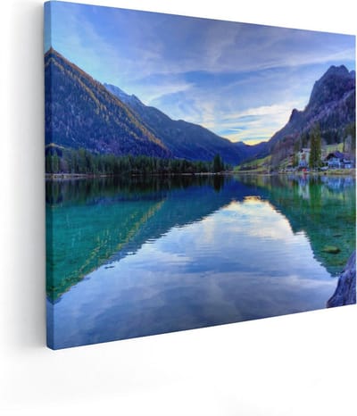 Artaza Canvas Schilderij Bergen - 50x40 cm - Wanddecoratie Landschap - Muurdecoratie Water - Schilderijen Op Canvas