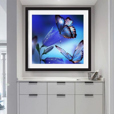 Vlinder Goede Kwaliteit DIY Diamant Schilderen Op Nummer voor Volwassenen 30x30CM blue