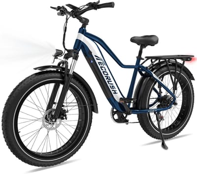 ECORUSH Elektrische Fiets ECO R1 - Trendy 26*4.0 Inch Fat Tire City Commuter EBike met Afneembare 48V 13Ah Lithium Batterij - Mountain E-Bike met 250W Motor - 7 Versnellingen - IP54 Waterdicht
