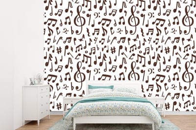 Behang - Fotobehang Muzieknoten - Patronen - Muziek - Breedte 360 cm x hoogte 260 cm