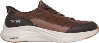 Skechers Contour Foam Cordelux Textiel Heren Bruine Cozycord/Pu Sneakers